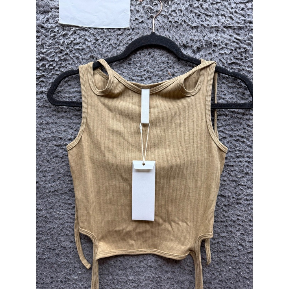 NWT Dion Lee Knitted Halter Tie Crop Tank Top Sahara Womens Size XS
